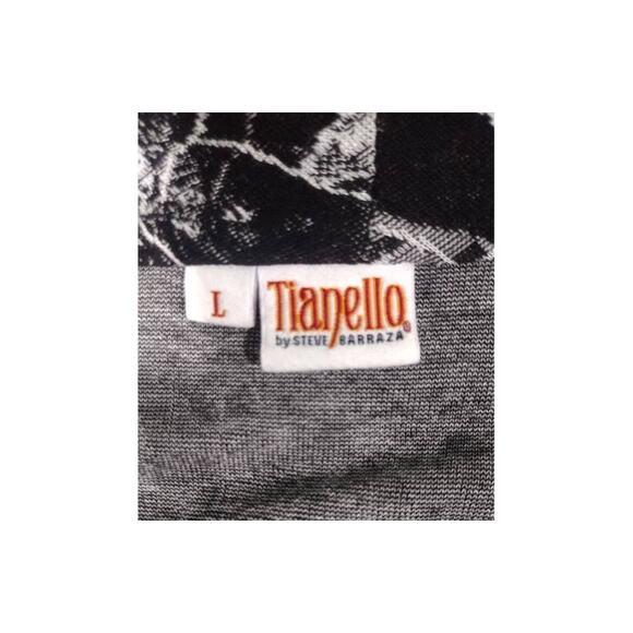 Tianello 3/4 Sleeve Tunic with Snakebite Hem, Black/White, Size L - Picture 3 of 5